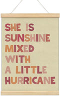 NaZaUK She is Sunshine Poster Hanger Frame, Pink Nursery Wall Art for Girls, Toddler Girl Bedroom Decor, Inspirational Hanging Banner for Baby Girls Room or Playroom, 12x16 Inch