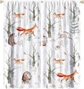 Rustic Forest Window Curtains, Watercolor Woodland Animals Owl Hedgehog Fox Butterfly Forest Squirrel and Bear Blackout Windows Door Curtain for Bedroom Living Room Home Decor 55x63in