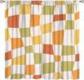 Orange Checkered Curtains,70s Vintage Twisted Checkered Window Drapes Colorful Groovy Trendy Wavy Hippie Grid Print Window Treatments for Kids Girls Bedroom Living Room Bathroom 42"W X 45"L