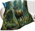 Tijuboni Forest Elk Deer Throw Blanket Deer Gifts for Girls Boys Women Men Kids Adults Soft Flannel Fleece Blanket for Couch Sofa Bed Home Decor 50"x60"