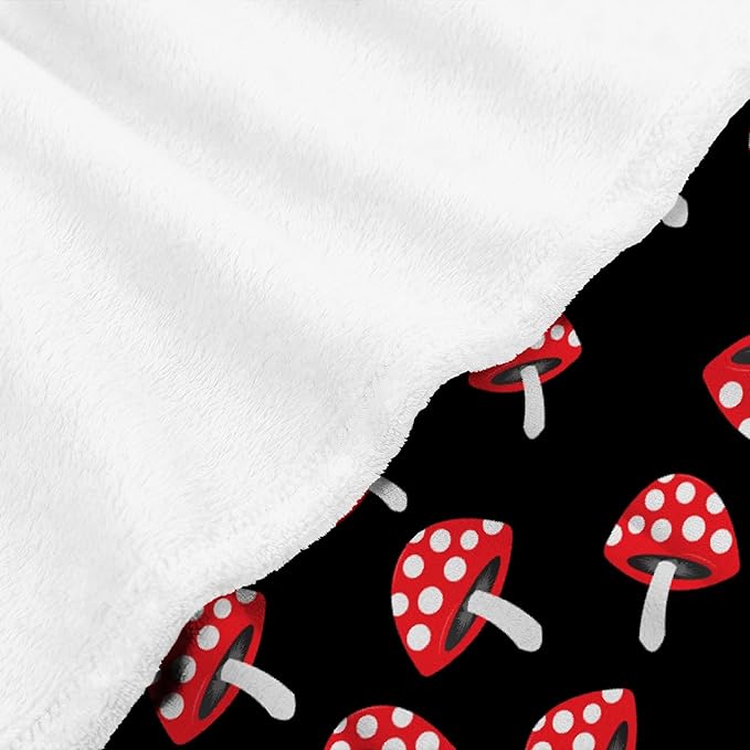 Thuswarm Cute Red Mushroom Flannel Blanket for Autumn Winter Gifts Warm Cozy Soft Funny Print Throw for Bed Couch Sofa 80”×60” Large for Adult