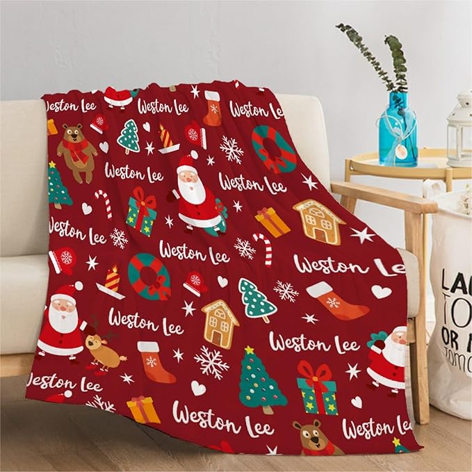 Custom Christmas Blanket | Personalized for Boys Girls | Plush Cozy Customized Name Gift | Birthday Present | 30"x40"-Toddlers/Crib Size