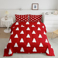 Feelyou Red Christmas Trees Bedding Set for Kids Boys Girls King Size Xmas Comforter Set Ultra Soft Winter Comforter Holiday Decor Duvet Quilt Bedroom Decor Christmas Ornaments Quilt