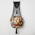 Stuffed Animal Net or Hammock Corner or Wall Hanging Net for Plush Toy Storage Boho Macrame Toy Display Nursery Bedroom Decor Stuffy Animal Toy Organizer (Black)