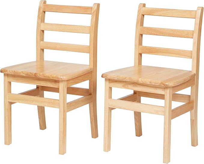 Wooden Ladderback Chairs, 16", Kids Furniture, Natural, 2-Pack