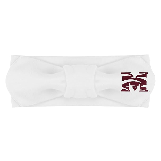 Creative Knitwear Morehouse Maroon Tigers Infant Girls White Solid Hair Knot Headband Embroidered Logo - Size Newborn - 4T