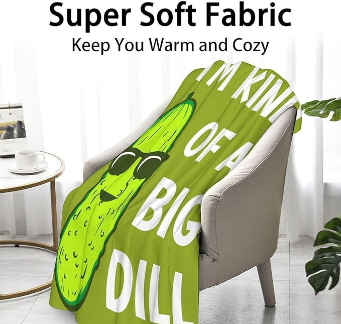 Pickle Throw Blanket for Girls Boys - 40x50 Inches Crib Size - Soft Fluffy Cozy Blankets Gift - Green Funny Blanket Throws for Travel, Office