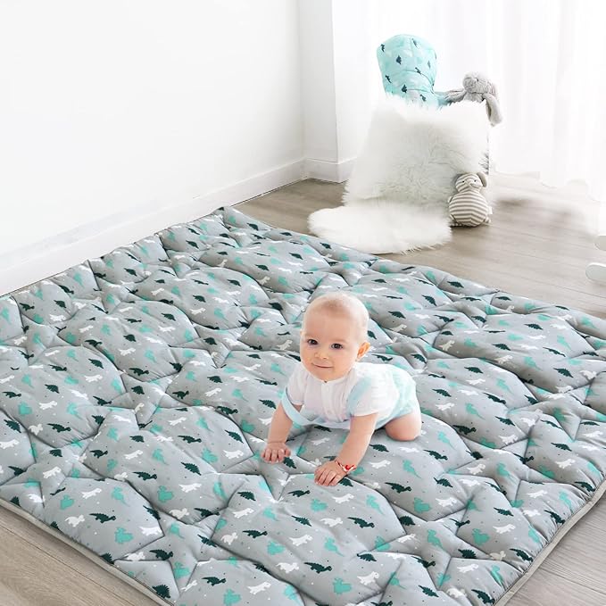 SPRINGSPIRIT Baby Play Mat, 47x47 Infant Play Mat for Playpen, Thicken Baby Mat for Floor, Non-Slip Washable Playmat for Babies, Toddlers, Grey