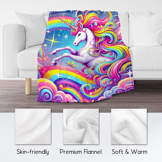 Unicorn Blankets - Kids Blanket Gifts for Girls - Flannel Soft Cute Throws for Room Decor, Couch,Office - 40"x50"