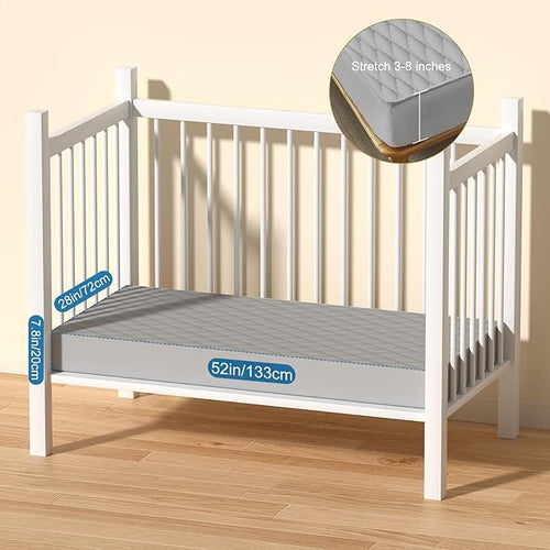 2Pack Waterproof Crib Sheets for Boy, Girl - Cotton 52X28 Fitted Crib Sheets Crib Mattress Protector Sheets,Soft Toddler Bed Sheets,Washable Infant Fitted Baby Bed Sheets (Gray, 52 * 28inch)