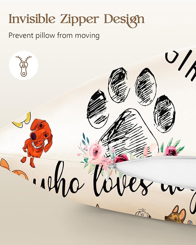 Silk Pillowcase 2 Pack - Cute Pillow Cases 20" x 26" Standard Size Set of 2 for Hair and Skin Smooth Soft Breathable with Hidden Zipper Cooling Pillow Covers for Sleeping, Little Puppy