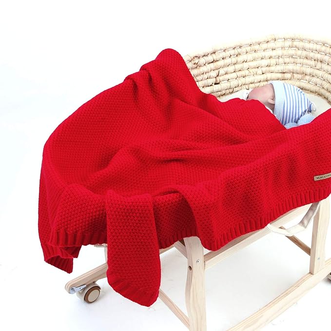 mimixiong Baby Blanket Knit Toddler Blankets for Boys and Girls Red 40 x30 Inch