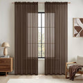 MIULEE Chocolate Brown Sheer Curtains 108 Inches Long 2 Panels, Light Filtering Voile Drapes with Rod Pocket for Bedroom and Living Room Windows