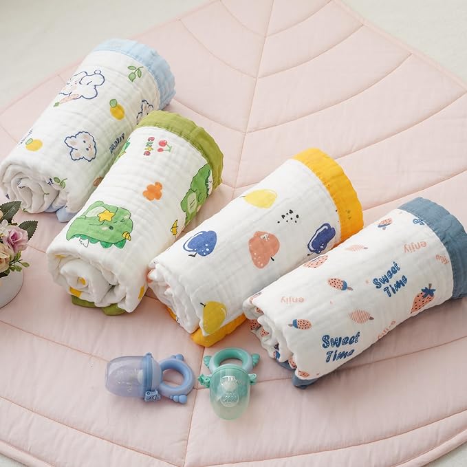 Muslin Baby Blankets, Nursery Blankets for Boys Girls, Swaddle Blankets Neutral Soft Lightweight Toddler and Kids Throw Blankets (Fruit)