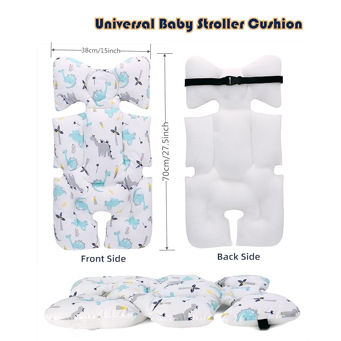 Baby Seat Pad Liner for Stroller–Soft and Breathable，3D Air Mesh Cotton Universal Baby Stroller Cushion (Dinosaur)