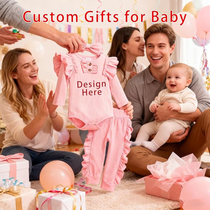 Custom Newborn Baby Girl Winter Clothes, Personalized Infant Baby Girl Bodysuit Coming Home Outfit Baby Shower Gifts