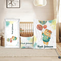 Custom Crib Bedding Set - Bear Design Personalized Name Baby Nursery Bedding 3 Pcs Set - Chic Soft Blanket, Sheet, Pillowcase for Newborns Boys Girls Gifts Color01