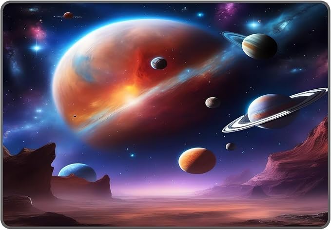 5' x 7' Galaxy Rug for Kids Bedroom Planet Alien Desert Rugs Carpet Printed Throw Rugs for Boys Children Living Room,150x210cm