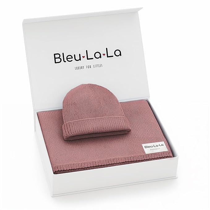 Luxe Collection 100% Organic Luxury Knit Baby Blanket + Hat Set (Sugar Plum)