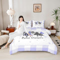 Manfei Xmas Trees Comforter Set King Size, Blue Plaid Grid Snowflake Bedding Set 3pcs for Kids Girls Boys Adults Room Decor, Christmas Theme Down Comforter New Year Quilt Set with 2 Pillowcases