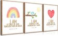 3Pcs Nursery Bible Verse Canvas Wall Art Colorful Rainbow Motivational Affirmation Wall Decor Pictures Christian Kids Scripture Introduction Posters Prints for Kids Room Nursery Home Decoration