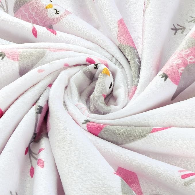BORITAR Baby Blanket for Boys Girls Soft Plush Minky Fabric with Dotted Backing, Lovely Animal Owl Design Blanket for Toddler Newborn 30 x 40 Inch(75x100cm)