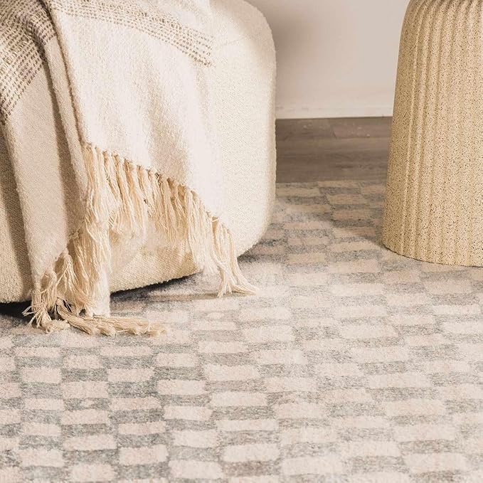 Hauteloom Benjy Living Room, Bedroom Area Rug - Contemporary - Cream, Silver Blue - 4' x 6'