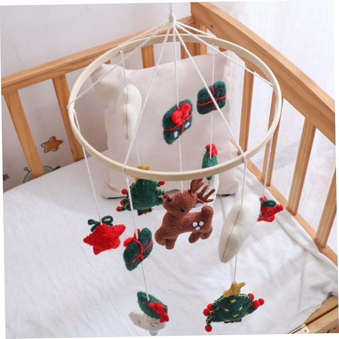 Baby Crib Mobile, Christmas Deer Crib Hanging Toy, Felt Xmas Tree Clouds Stars Baby Wind Chimes, Newborn Gifts for Girls Boys, Mobiles for Babies