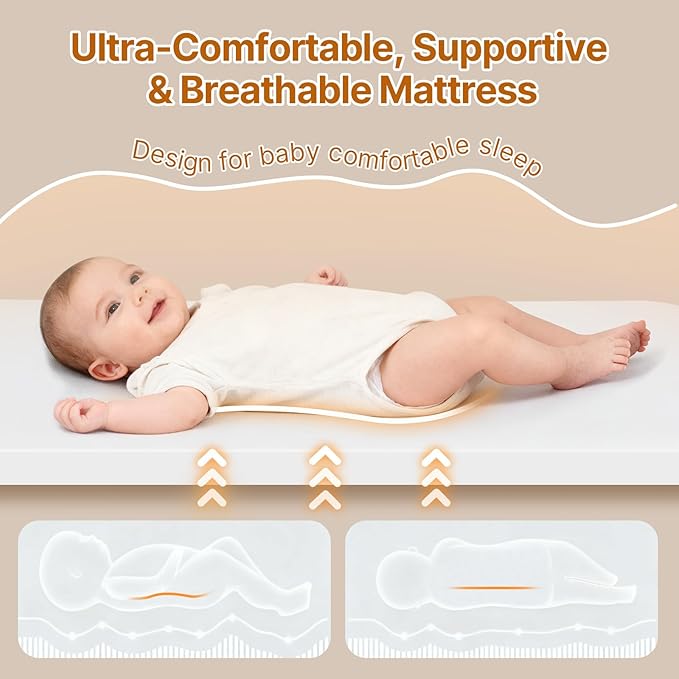 Bassinet Bedside Sleeper, 3-in-1 Baby Bedside Bassinet, 5 Height Adjustable Rocking Baby Crib, Breathable Full Mesh, Mosquito Net, Storage Basket, Stable and Secure Bassinets for Newborn Infant