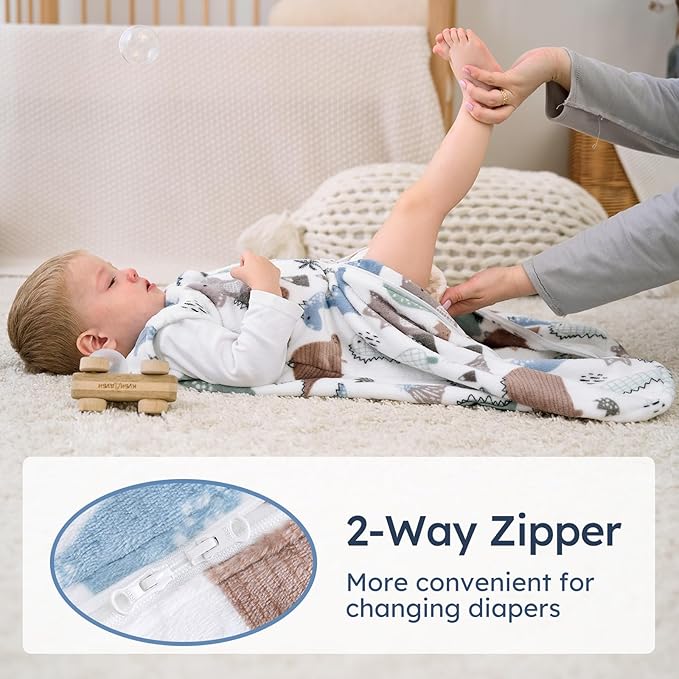 Yoofoss Fleece Baby Sleep Sack 2 Pack 1.5 Tog Baby Wearable Blanket with 2-Way Zipper