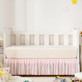 Blush Pink Satin Crib Bed Skirt, 52" x 28" with 14" Drop Silky Soft Baby Crib Skirt for Baby Girls or Boys, Fit for Standard Crib & Toddler Bedding