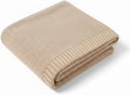 Baby Knit Blanket Soft Cotton Lightweight Newborn Blanket for Crib Stroller Toddler Nursery Shower Gift Cozy Breathable Travel Swaddle Wrap Beige 36 x 28 Inches