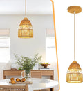 Boho Rattan Pendant Light Kitchen Island,Farmhouse Chandeliers Adjustable Height Hanging lamp for Dining Room,Small Kitchen Ceiling Lights Fixtures with Hand Woven Wicker Lampshade Lighting