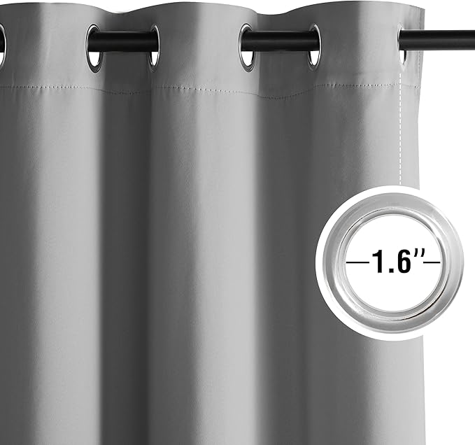 NICETOWN Silver Grey Curtains for Living Room 84 inches Long 2 Panels, Thermal Grommet Curtains for Living Room, Noise Reducing Privacy Window Treatment Shades for Bedroom, Laundry Patio, W52