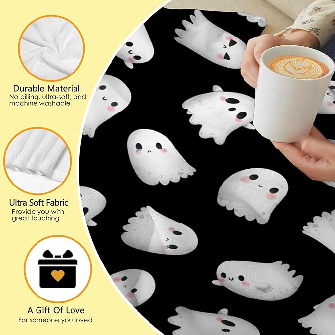 Blanket for Kids - Ultra Soft Cute Ghost Blanket - Plush Cozy Ghost Blanket for Travel/Camping/Picnic - Funny Halloween Ghost Decor - 50"x60"-Teens/Travel Size