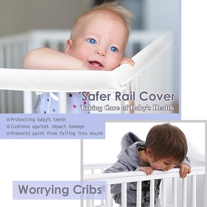 Mesh Sets Toddlers' Bed Rail Bumpers Protecter - Children's Bed Guardrail Padding - Anti-Collision |- Easy InstallEnhanced Safety Mostly Fit (4pc-white01)