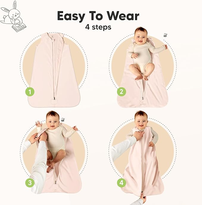 2-Pack Baby Sleep Sacks, Zipper Wearable Blanket - 0.5TOG Organic Cotton,Lightweight,Soft Cozy Toddler Sleeping Sack 6-12 months, Easy to Wear Large Newborn Transition Swaddles Sleepsacks (Mist Rose)
