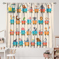 Kids Alphabet Curtains Funny Trains Letter Education School Cute Cartoon Animal Printed Curtain with Rod Pocket for Bedroom Living Room Drapes Window Treatments 2 Panels Set 42" W X 54" L