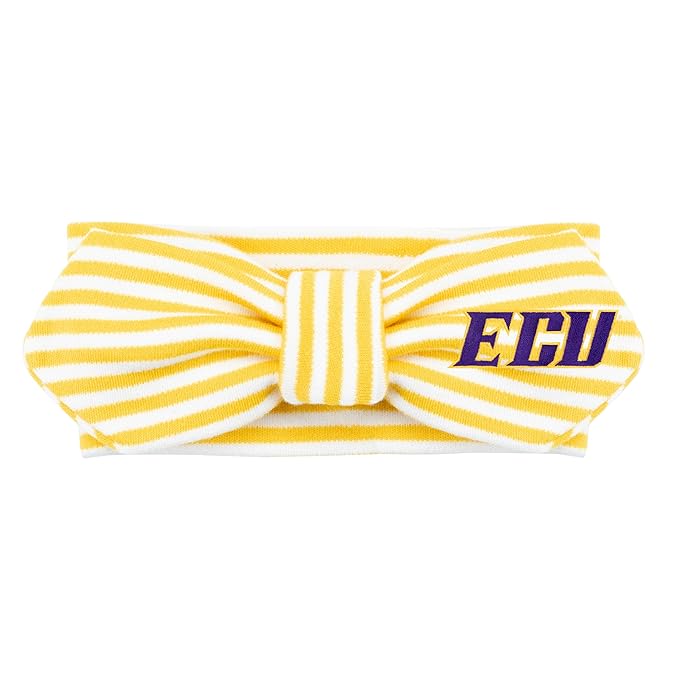 Creative Knitwear East Carolina Pirates Infant Girls Gold/White Striped Hair Knot Headband Embroidered Logo - Size Newborn - 4T