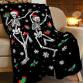 Gothic Fleece Blanket Christmas Skull Throw Blankets for Girls Boys Super Soft Warm Flannel Funny Throws Gifts for Men Women Cozy Fuzzy Plush Stuffed Couch Bed Bedding Decor 80"x60"