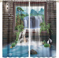 Waterfall Blackout Window Curtains, Tropical Rainforest Jungle Plants Forest Wild Nature Landscape Window Drapes, for Living Room Bedroom 42x54in 2 Panels