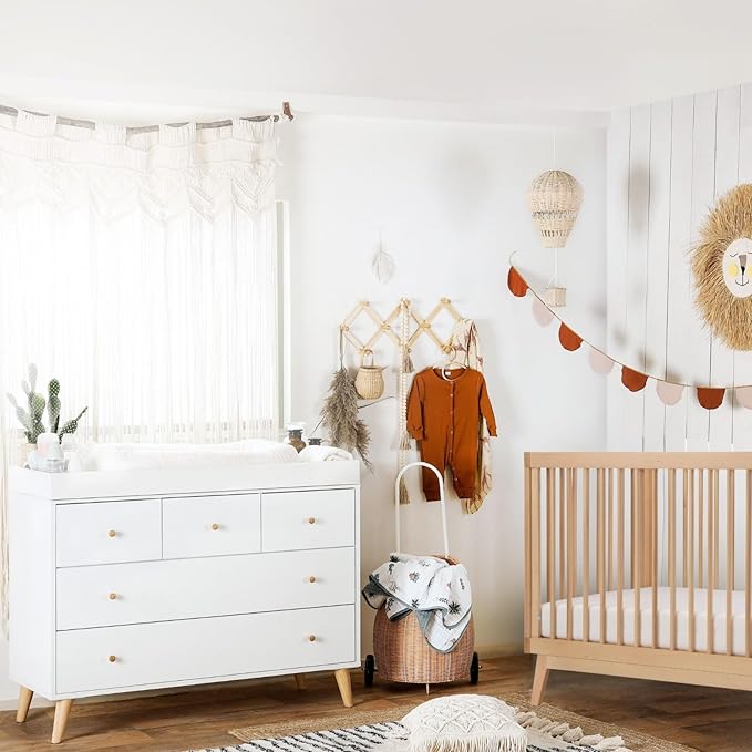 dadada Baby Harmony Set, Nursery Furniture Set. Baby Crib and Dresser Combo. Soho 3 in 1 Convertible Crib and Austin 5 Drawer Nursery Dresser. Natural Beechwood
