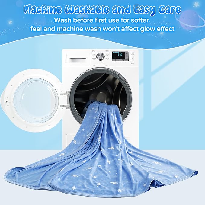 LUXEAR Cooling Blanket, Glow in the Dark Blanket Star Cosmic Cool Blanket for Boys Girls Gift Cooling Throw Blanket Keep Child/Adults Cool All Night Soft Breathable Summer Blanket for Bed Sofa 51x67in