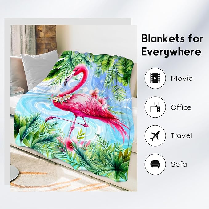 Girls Blanket Flamingo Blankets Gifts - Flannel Soft Throws for Room Decor/Bed - 50"x60"