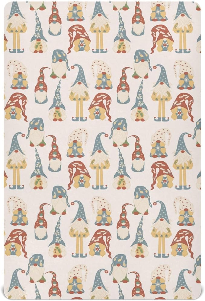 Colorful Gnomes Crib Sheets Soft Breathable Fitted Baby Playard Sheets Mattress Cover for Girl Boys, 39" x 27" x 5"