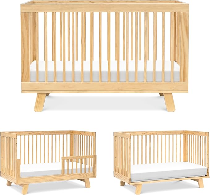 babyletto Hudson 3-in-1 Convertible Crib with Toddler Bed Conversion Kit in Natural, Greenguard Gold Certified