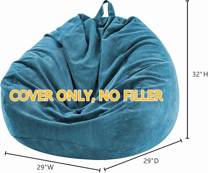 Nobildonna Bean Bag Chair Cover (No Filler) for Kids and Adults,Beanbag Stuffed Animal Storage Without Filling Plush Toys Holder and Organizer Soft Premium Corduroy 200L