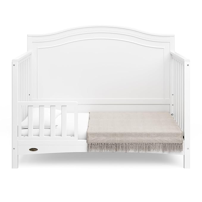 Graco Paris 4-in-1 Convertible Crib (White) – GREENGUARD Gold Certified, Converts to Toddler Bed and Daybed, Fits Standard Full-Size Crib Mattress, Adjustable Mattress Support Base