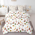 Feelyou Christmas Kids Bed Set Cute Snowman Santa Claus Bed in a Bag Boys Girls Cute Reindeer Comforter Set with Sheets Christmas Bells Cartoon Design Bedding Set Bedroom Collection King Size