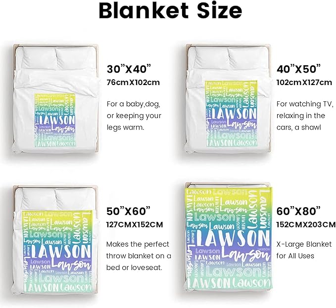 Dr.TOUGH Personalized Blankets with Name Customized Baby Blankets for Girls Boys Adults Monogrammed Blankets and Throws Christmas Birthday Mothers Valentines Day Gift (Z-Colorful 03, 60''×80'')